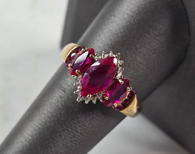 Womens Vintage Estate Sterling Silver Gold Tone Pink Sapphire Ring 4.0g E4285