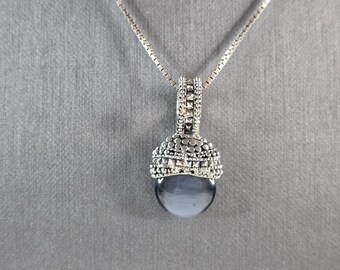 Womens Estate Sterling Silver Modernist Pendant & Necklace 12.7g E1862