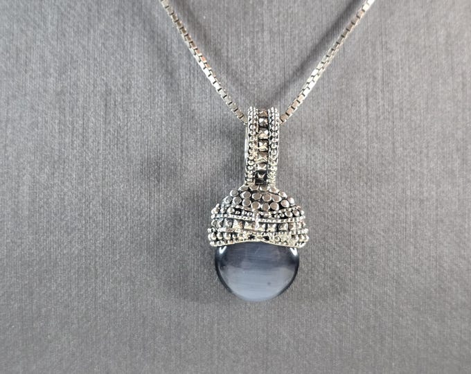 Womens Estate Sterling Silver Modernist Pendant & Necklace 12.7g E1862