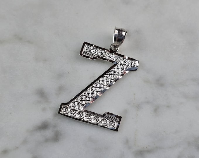 Womens Sterling Silver Initial Letter " Z " Pendant 1.3g E1546
