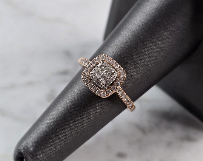 Womens Vintage Estate 14K Rose Gold Diamond Ring 2.6g E6738