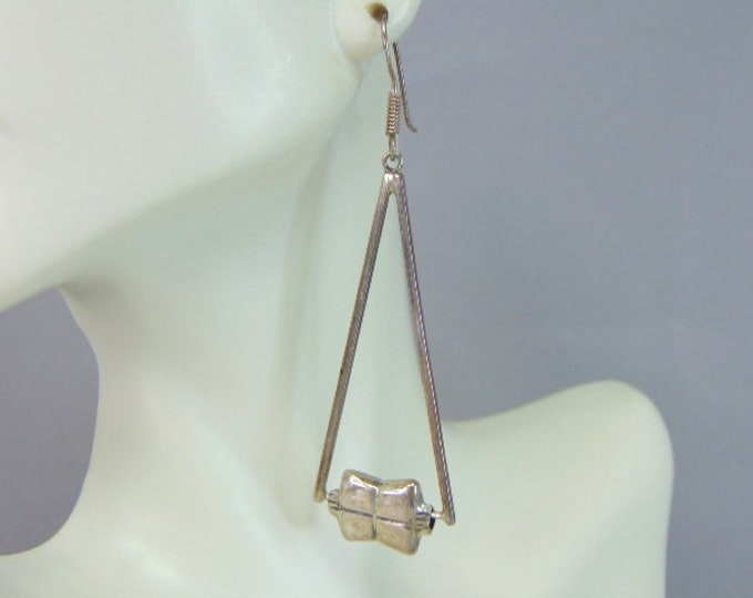 Womens Vintage Estate Sterling Silver Dangle Earrings 6.5g E3160