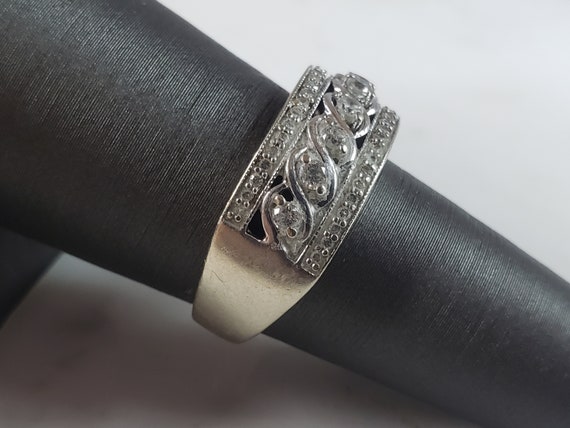 Womens Vintage Estate 10k White Gold Diamond Ring… - image 2