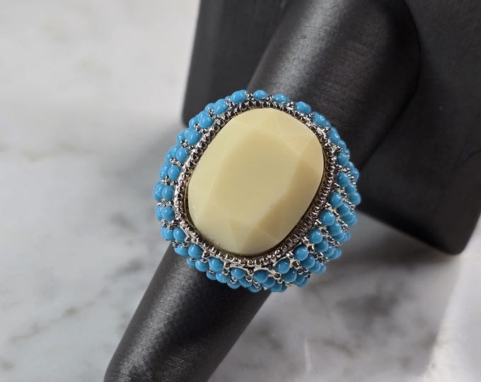 Womens Vintage Estate Sterling Silver Southwestern Turquoise Ring 17.5g E1876