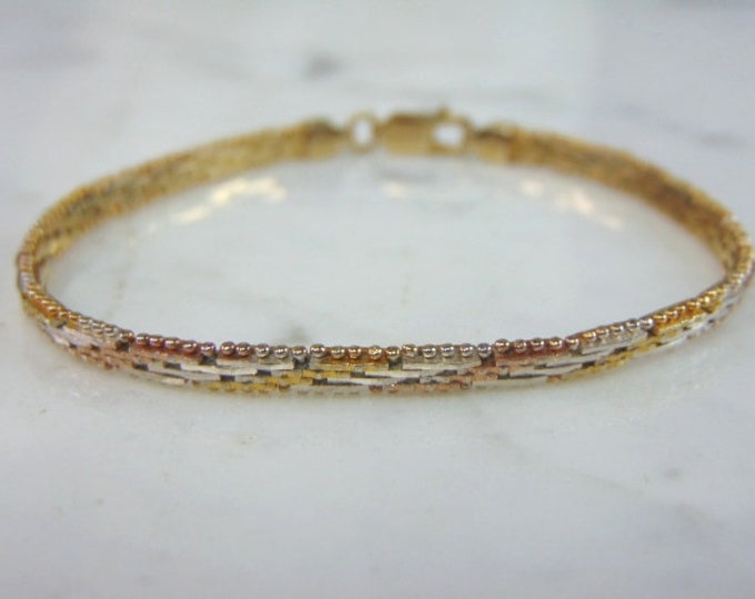 Womens Vintage Estate Sterling Silver Gold Tone Bracelet 8.5g E2404