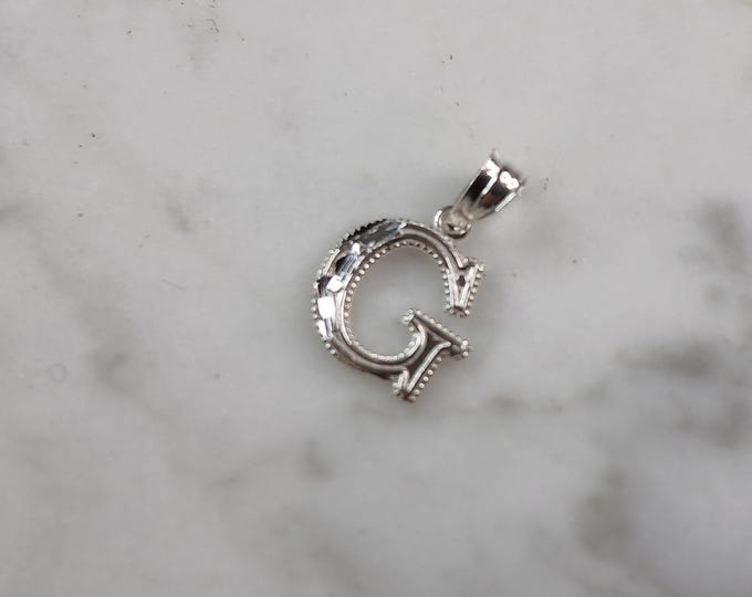 Womens Sterling Silver Initial Letter " G " Pendant 0.3g E6073
