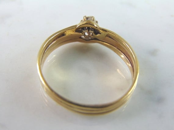 Womens Vintage Estate 14k Gold Solitaire Diamond … - image 3