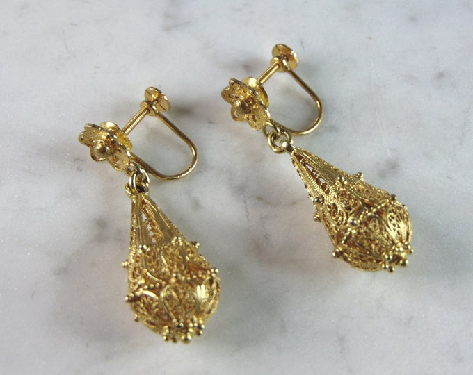 Womens Vintage Estate 18K Yellow Gold Clamp On Earrings, 11g E2355