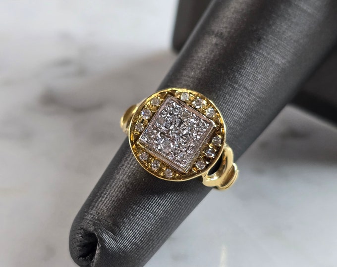 Womens Vintage Estate 18K Yellow Gold Diamond Ring 4.1g E5367