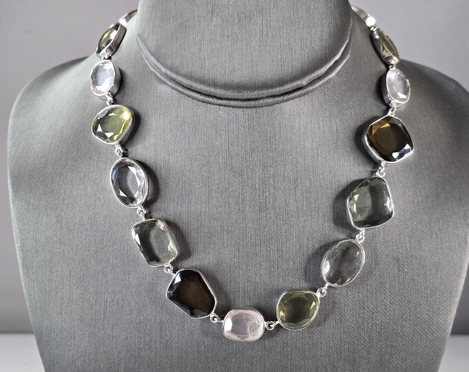 Womens Vintage Estate Sterling Silver Modernist Necklace 55.2g E6875