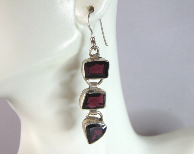 Womens Vintage Estate Sterling Silver Modernist Earrings 9.6g E6064