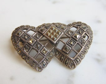 Womens Vintage Estate Sterling Silver Heart Brooch 11.1g E5108