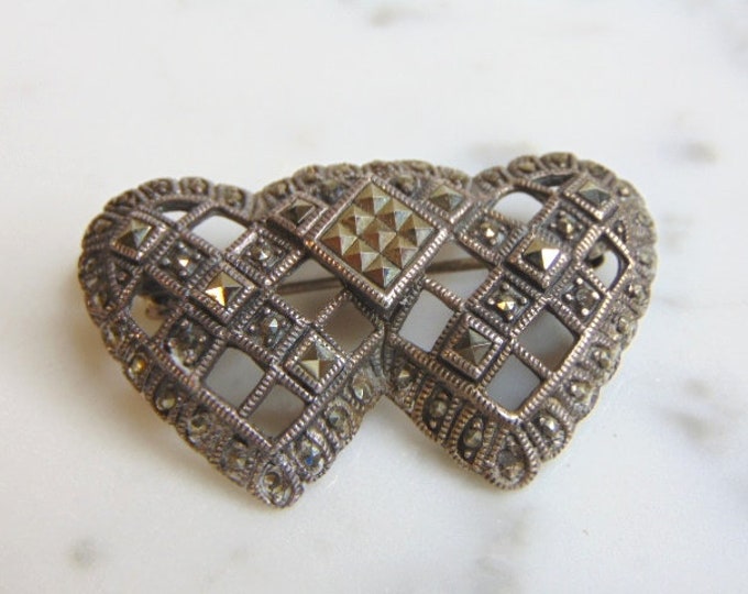 Womens Vintage Estate Sterling Silver Heart Brooch 11.1g E5108