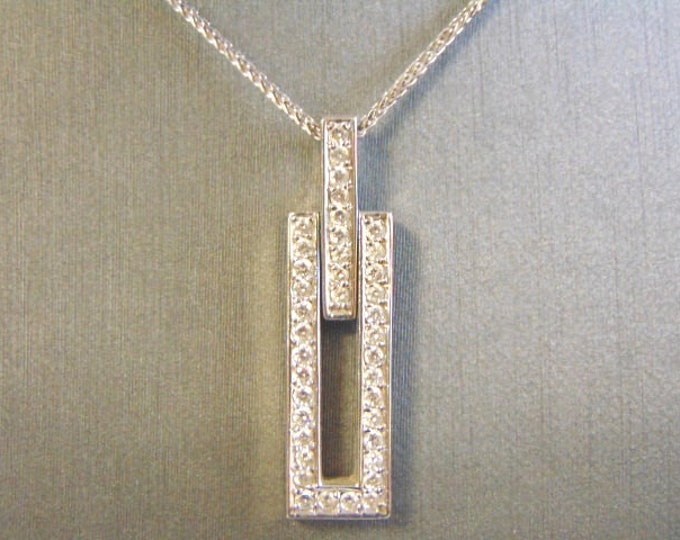 Women's Vintage Estate .925 Sterling Silver Necklace w/ CZ Pendant 12.7g #E4271