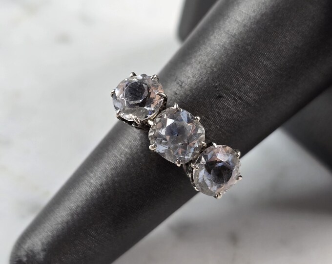 Womens Vintage Estate Sterling Silver CZ Ring 3.3g 7005