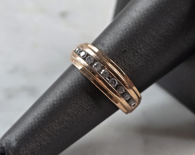 Womens Vintage Estate 10K Rose Gold Diamond Ring 3.1g #E5177