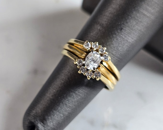 Womens Vintage Estate 14K Gold Diamond Ring Set 5.7g  #E5355