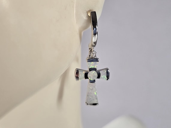 BAMOER Orecchini a forma di croce retrò in argento sterling 925