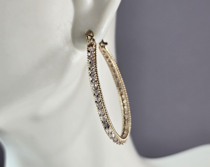 Womens Vintage Estate Sterling Silver Gold Tone Hoop Earrings 6.8g E1875