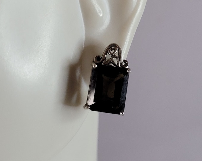 Womens Vintage Estate Sterling Silver Smoky Quartz Earrings 4.6g E5844