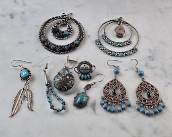 Vintage Estate Southwestern Sterling Silver Jewelry Lot 61.2g E699