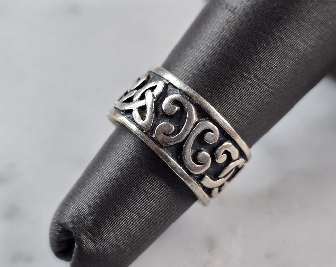 Womens Vintage Estate Sterling Silver Celtic Eternity Knot Ring 4.5g E6814