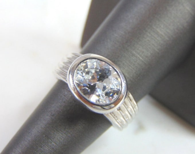 Womens Vintage Estate Sterling Silver CZ Ring 11g E5991