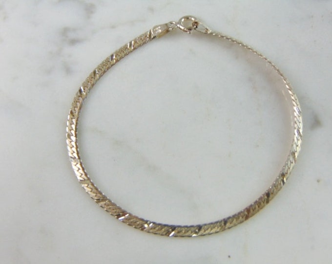 Womens Vintage Estate Sterling Silver Herringbone Bracelet 3g E2267