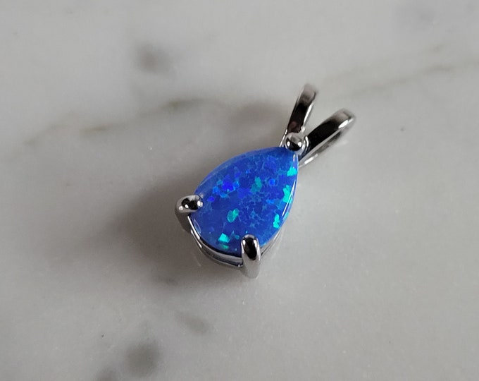 Womens Sterling Silver Blue Opal Modernist Pendant 0.9g E2868