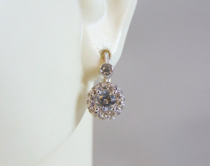 Womens Vintage Estate Sterling Silver CZ Earrings 3.7g E1850