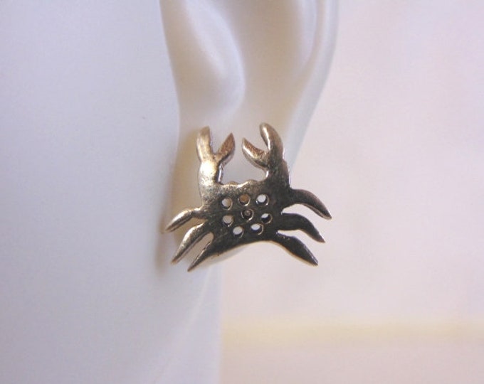 Womens Vintage Estate Sterling Silver Maryland MD Crab Earrings 1.9g E4072