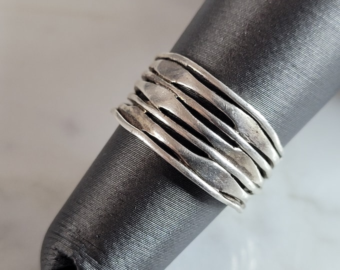 Womens Vintage Estate Sterling Silver Modernist Ring 2.6g E6980