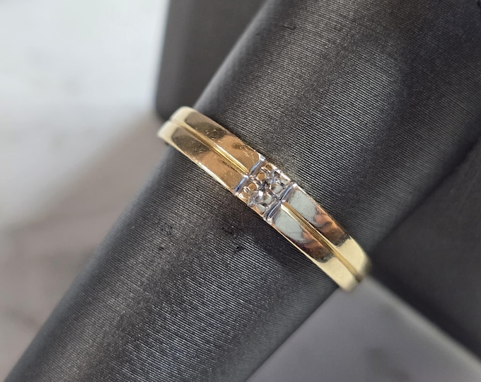 Mens Vintage Estate 14k Yellow Gold Diamond Ring 2.2g  #E7403