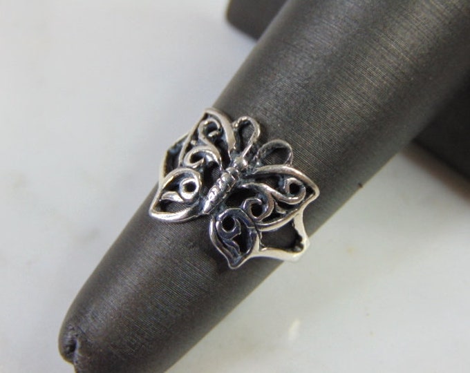 Womens Vintage Estate Sterling Silver Butterfly Ring 1.9g E5142