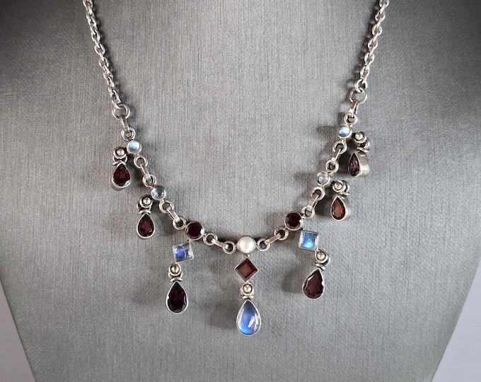 Womens Vintage Estate Sterling Silver Modernist Necklace  20.3g E7710