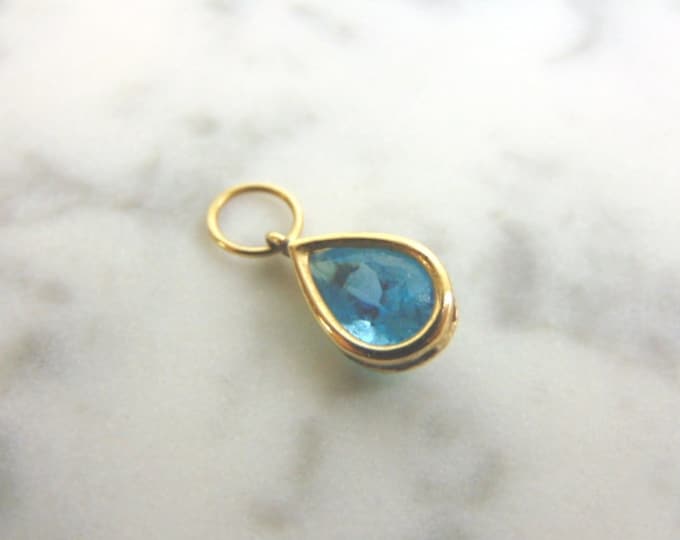 Womens Vintage Estate 18k Yellow Gold Topaz Pendant 1.3g #E3420