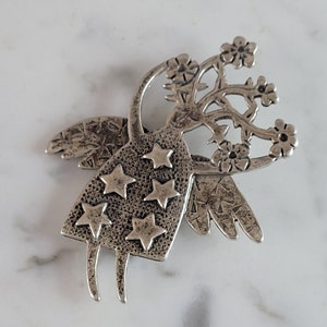 Broche de estrella fugaz de plata de ley vintage para mujer 13,1 g E3553