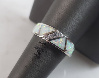 Womens Estate Sterling Silver Modernist Opal Ring 4.2g E2642