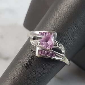 Womens Vintage Estate 10K Yellow Gold Pink Spinel Diamond Ring 1.8g E6294
