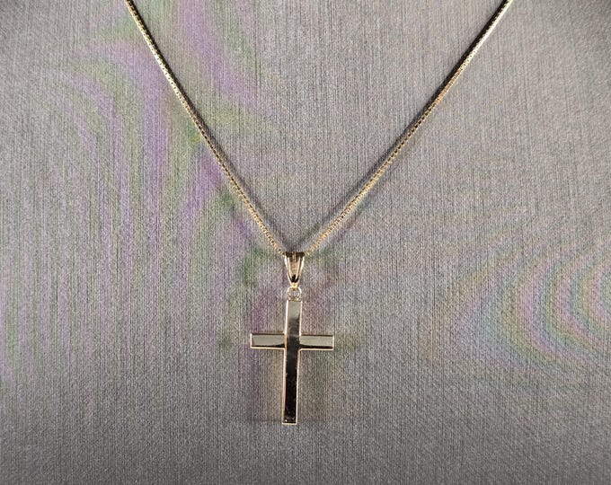 Vintage Estate 14k Gold Necklace w/ Religious Crucifix Cross Pendant 3.5g E4389