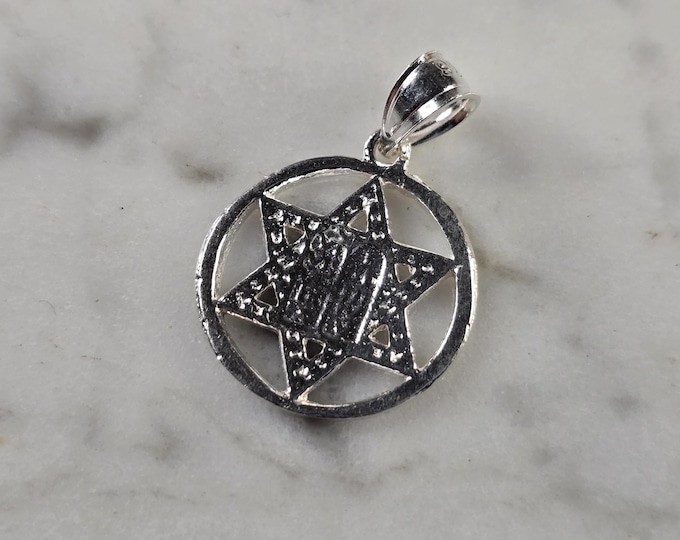Sterling Silver Jewish Judaica Star of David Torah Pendant, 1.6g E4763