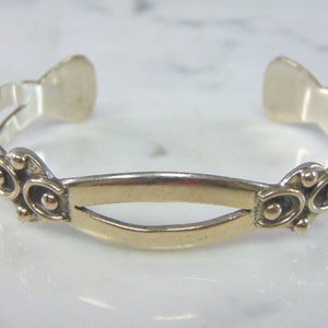 Womens Vintage Estate Sterling Silver Modernist Cuff Bracelet 20.8g E1906