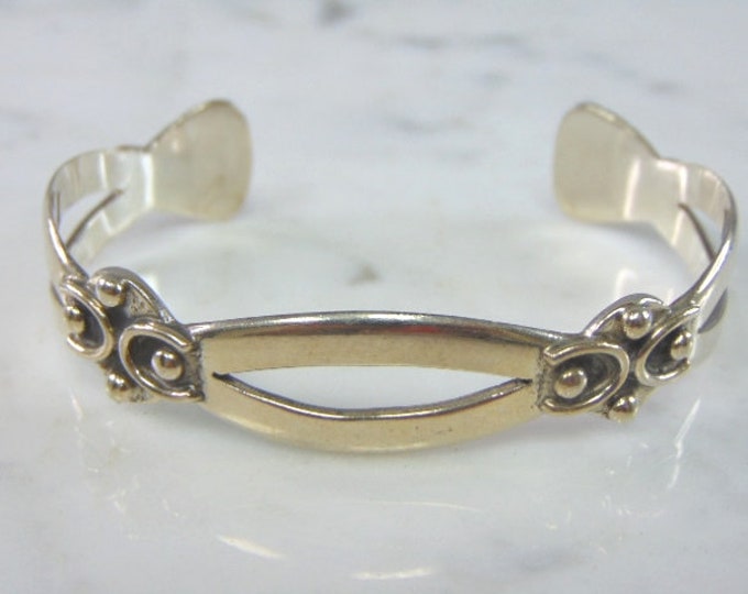 Womens Vintage Estate Sterling Silver Modernist Cuff Bracelet 20.8g E1906