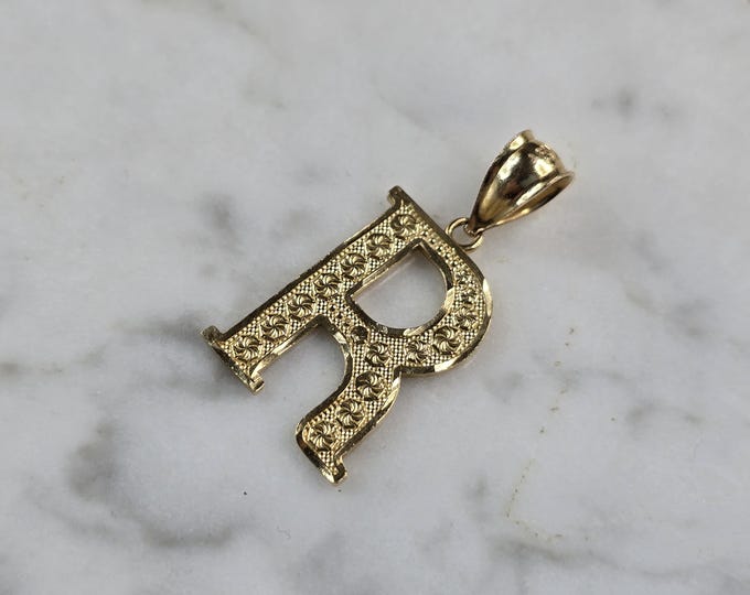 Womens Vintage Estate 14k Gold Initial "R" Pendant 1.5g E1477