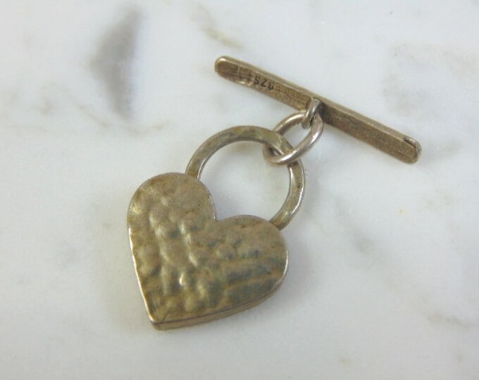 Vintage Estate Sterling Silver Heart Lapel T-Bar 3.4g E1443