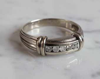 Mens Vintage Estate 14K White Gold Diamond Ring 8.0g E6970