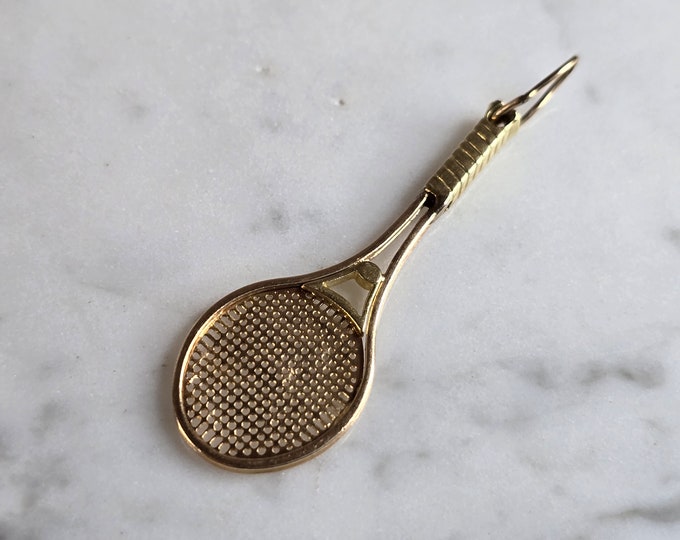 Womens Vintage Estate 14k Yellow Gold Tennis Racquet Pendant 2.7g E7340