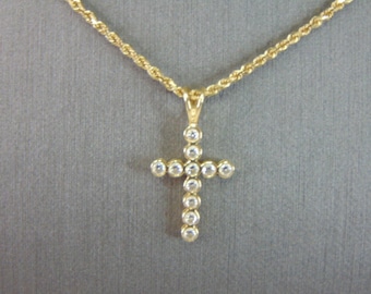 Vintage Estate 14k Gold Necklace w/ Religious Crucifix Cross Pendant 4.8g E4161
