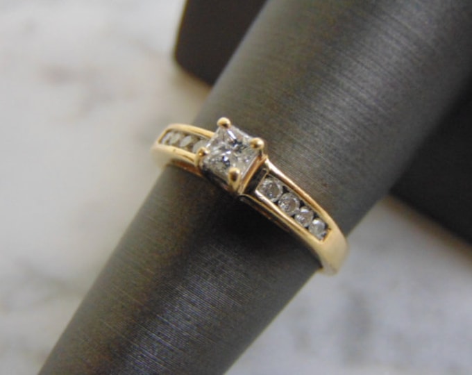 Womens Vintage Estate 14k Yellow Gold Diamond Engagement Ring 3.4g E2195