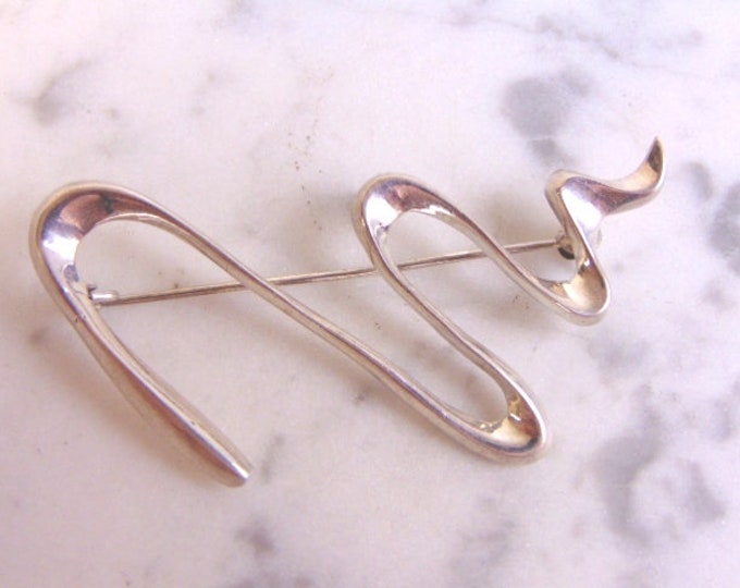 Vintage Estate Women's Sterling Silver Brooch W/ Modern Design 9.3g E3970